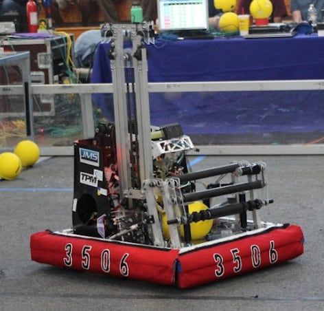 Whiteout, the 2020 robot, on the competition field